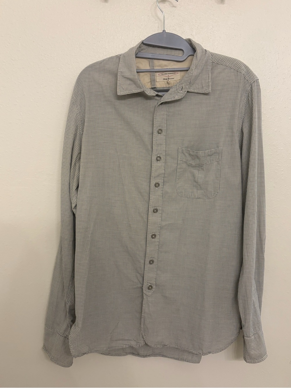 rag & bone Tailored Workwear Micro Grid Check Long Sleeve Shirt - Men’s Large